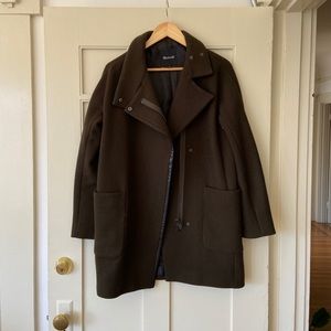 Madewell olive green city grid cocoon coat jacket